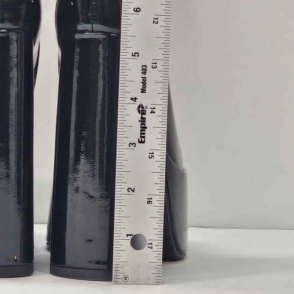 ElegaStep Black Patent Platform Chunky Heel Over The Knee Boots Women's Size 6 - Picture 7 of 16